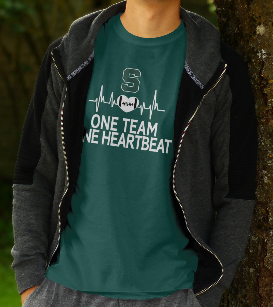 Michigan State Spartans S Logo Football Heartbeat One Team One Heartbeat T-Shirt