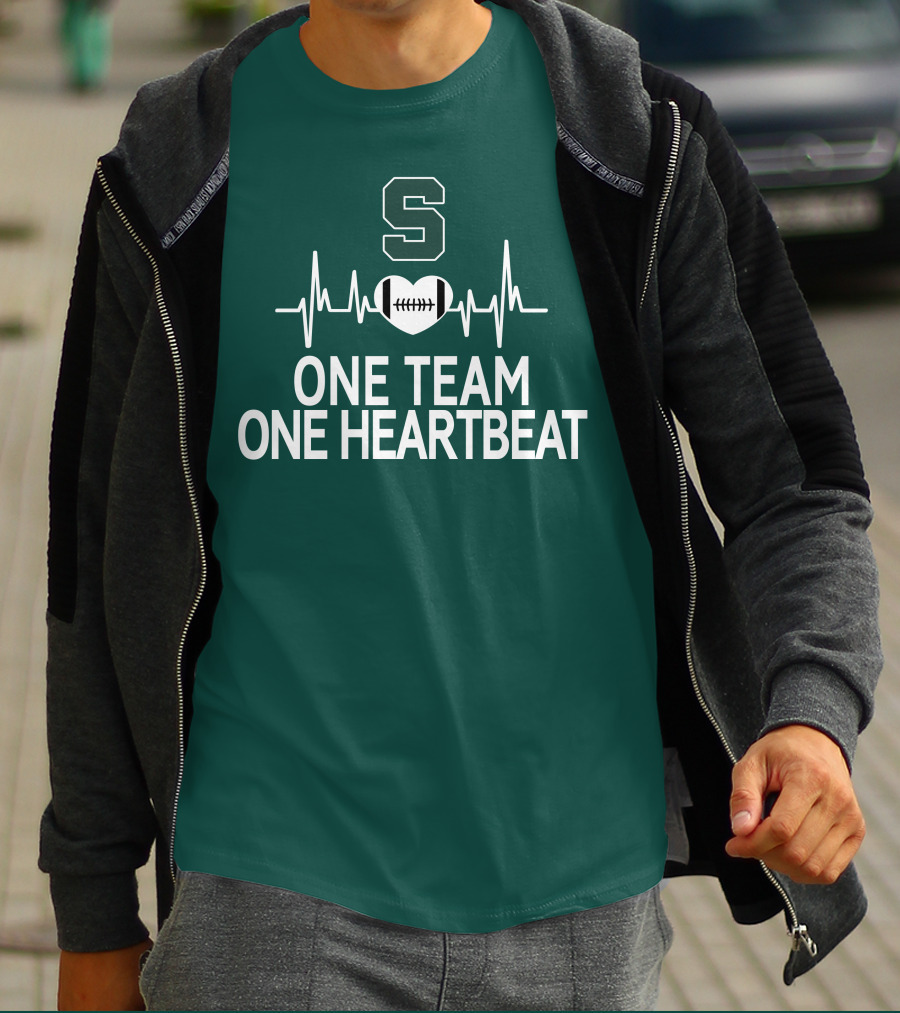Michigan State Spartans S Logo Football Heartbeat One Team One Heartbeat T-Shirt