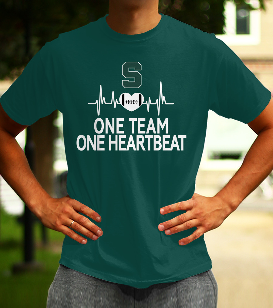 Michigan State Spartans S Logo Football Heartbeat One Team One Heartbeat T-Shirt