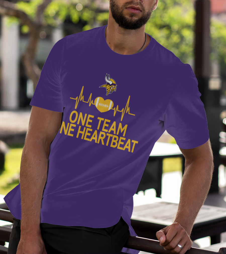 Minnesota Vikings One Team One Heartbeat Football Heartbeat T-Shirt