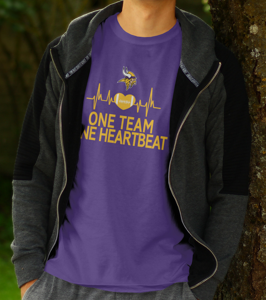 Minnesota Vikings One Team One Heartbeat Football Heartbeat T-Shirt