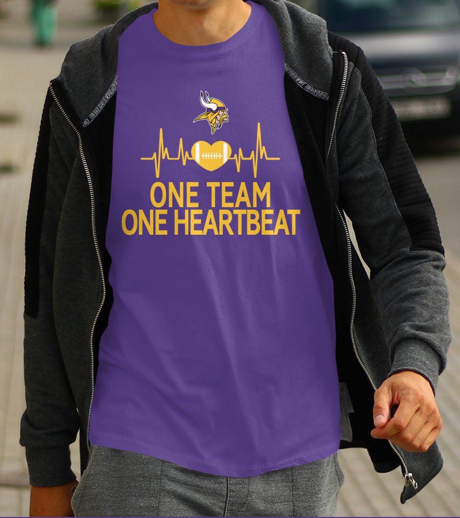 Minnesota Vikings One Team One Heartbeat Football Heartbeat T-Shirt