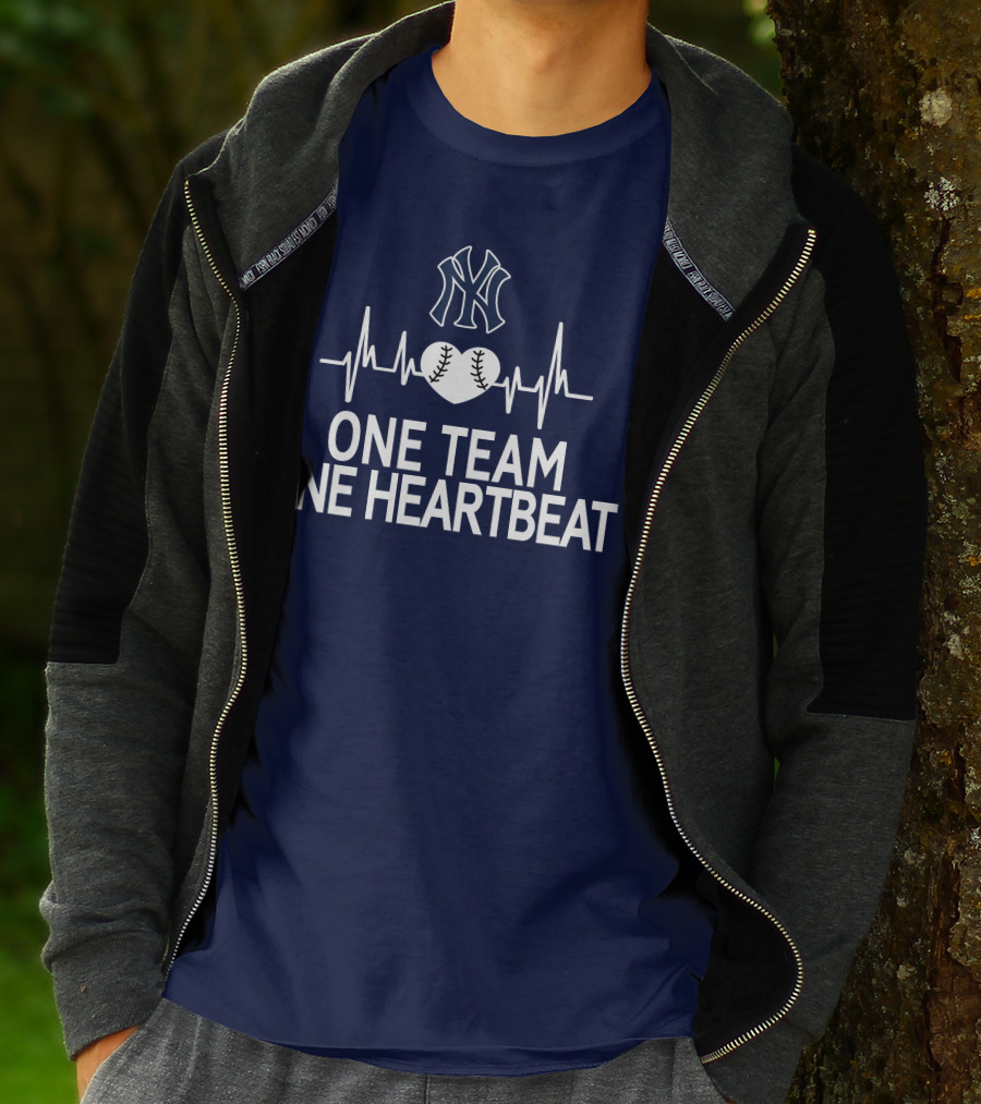 New York Yankees One Team One Heartbeat Baseball Heartbeat T-Shirt