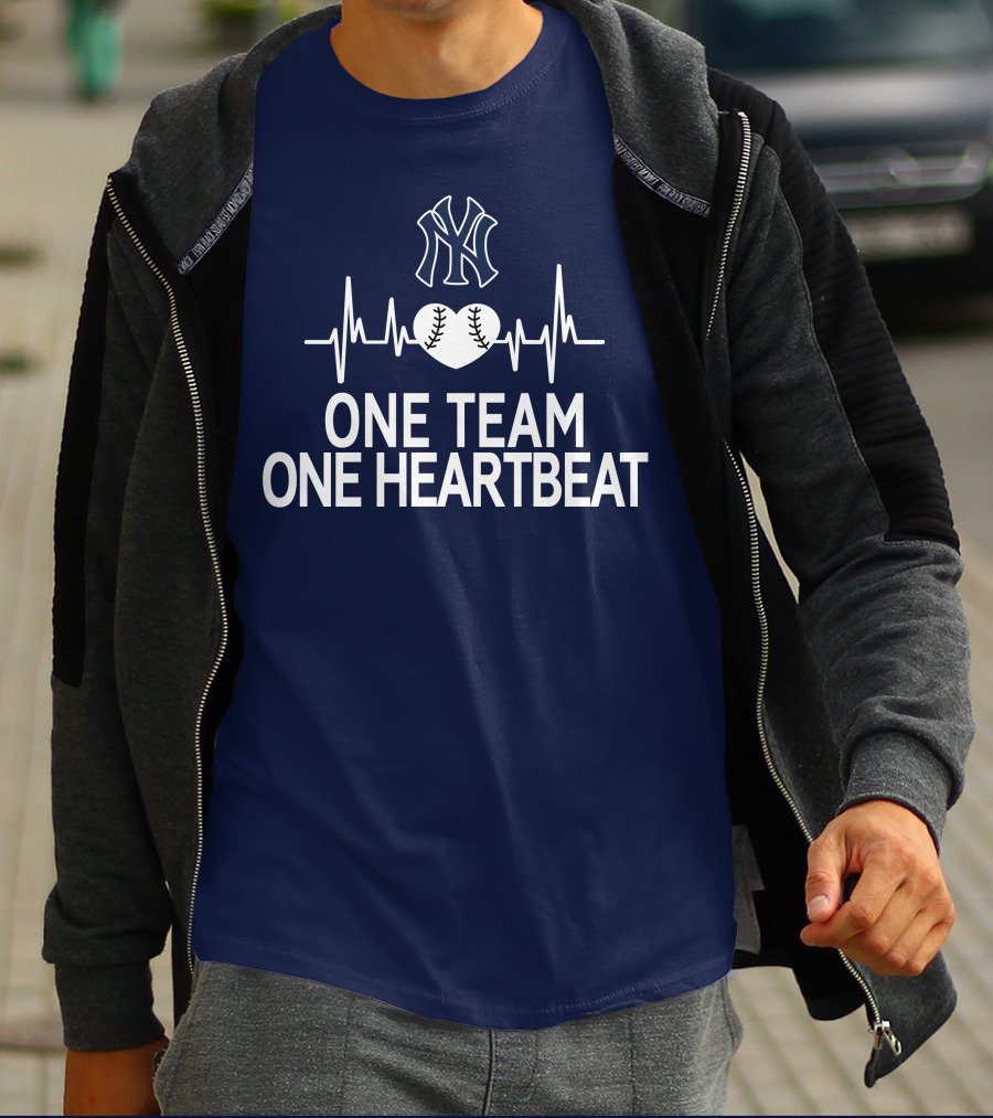 New York Yankees One Team One Heartbeat Baseball Heartbeat T-Shirt