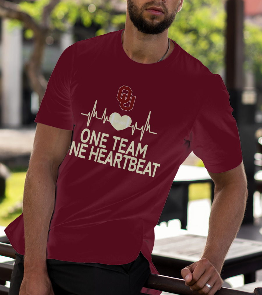 Oklahoma Sooners Football Heartbeat One Team One Heartbeat T-Shirt