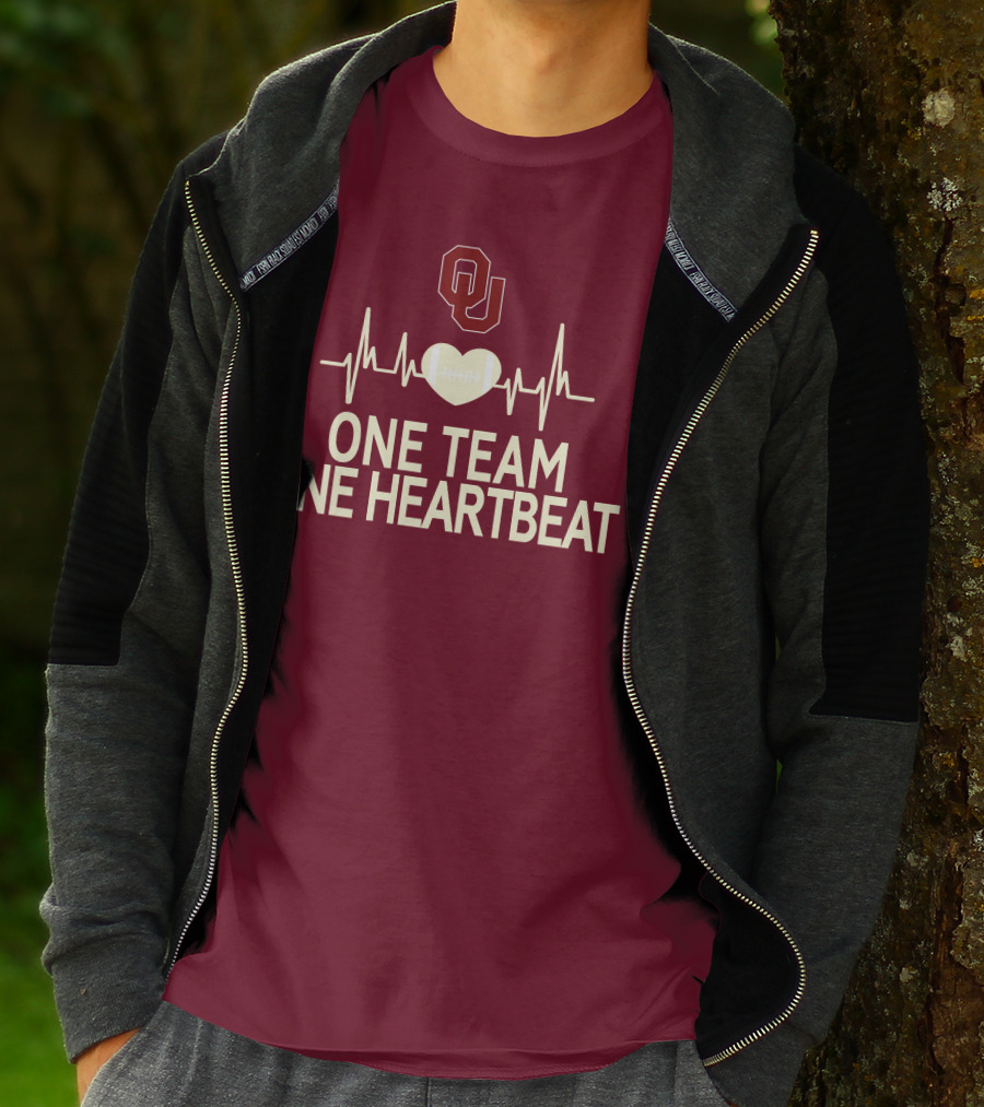 Oklahoma Sooners Football Heartbeat One Team One Heartbeat T-Shirt