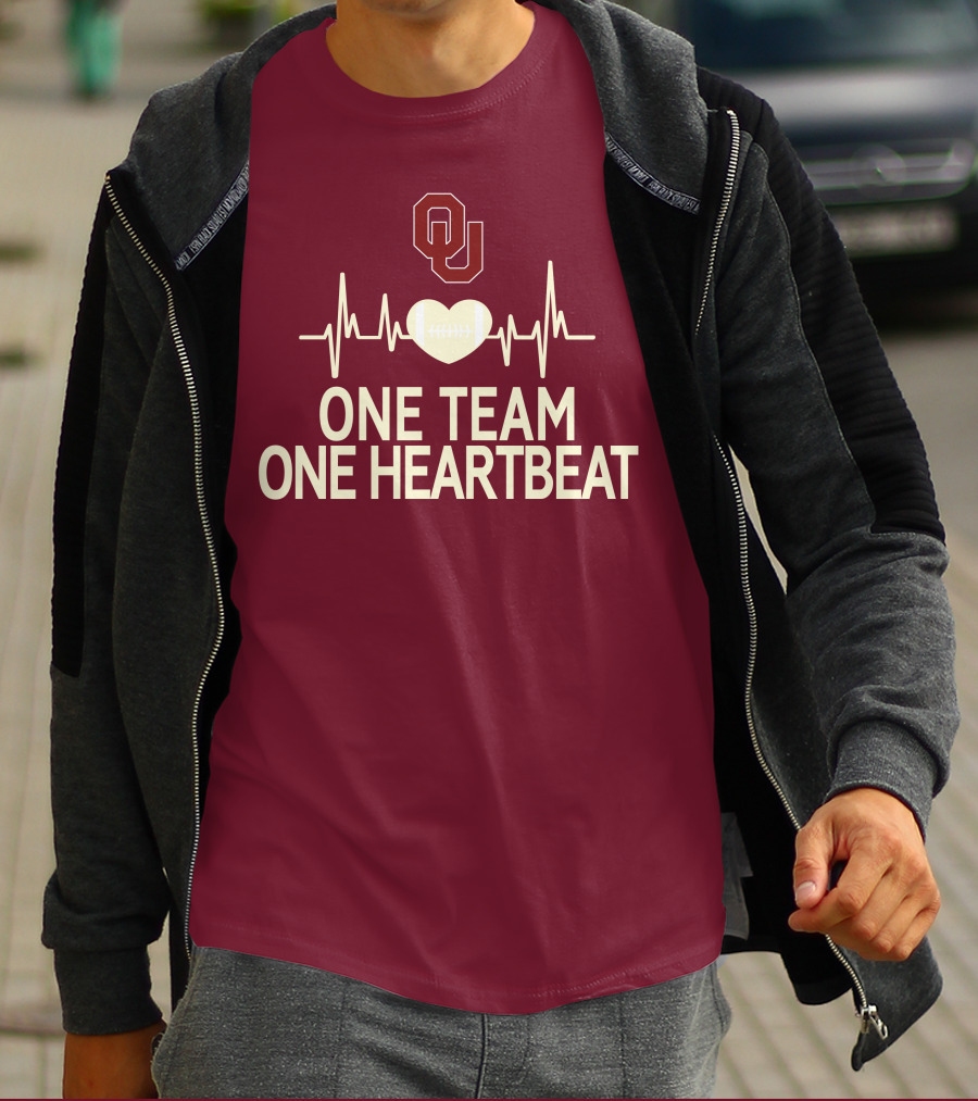 Oklahoma Sooners Football Heartbeat One Team One Heartbeat T-Shirt