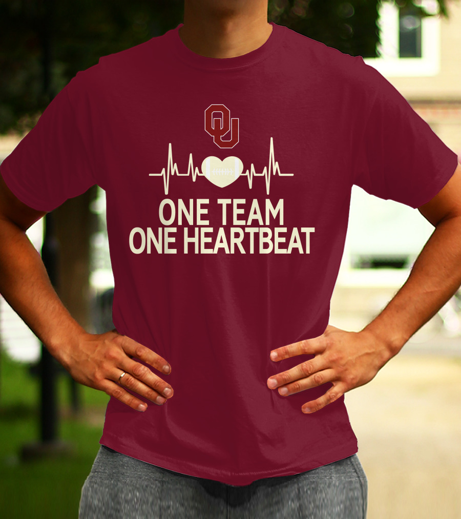 Oklahoma Sooners Football Heartbeat One Team One Heartbeat T-Shirt