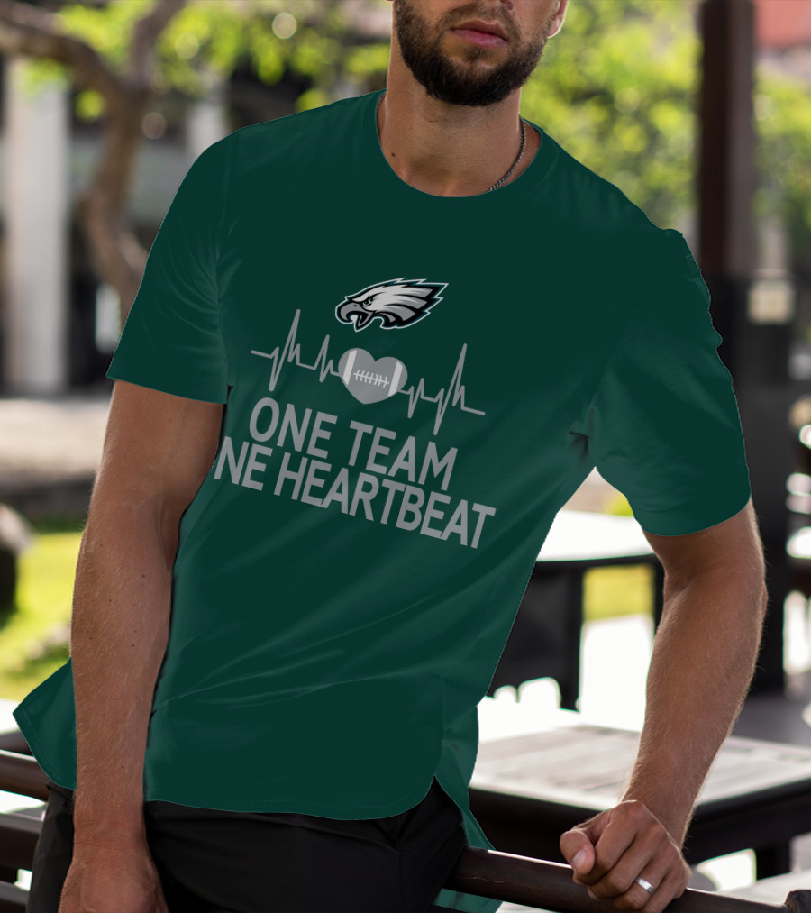Philadelphia Eagles One Team One Heartbeat Football Logo Heartbeat T-Shirt