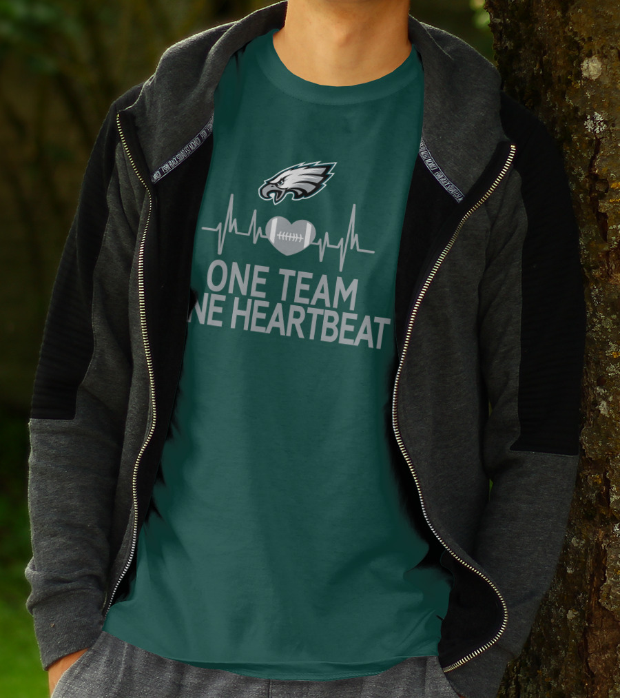 Philadelphia Eagles One Team One Heartbeat Football Logo Heartbeat T-Shirt