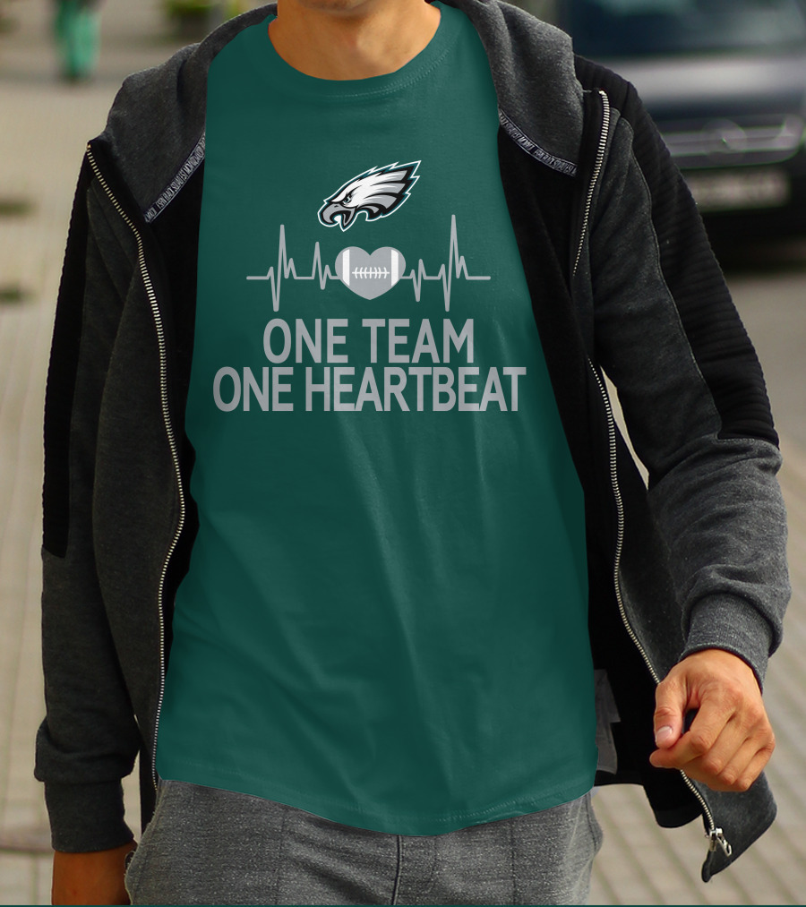 Philadelphia Eagles One Team One Heartbeat Football Logo Heartbeat T-Shirt