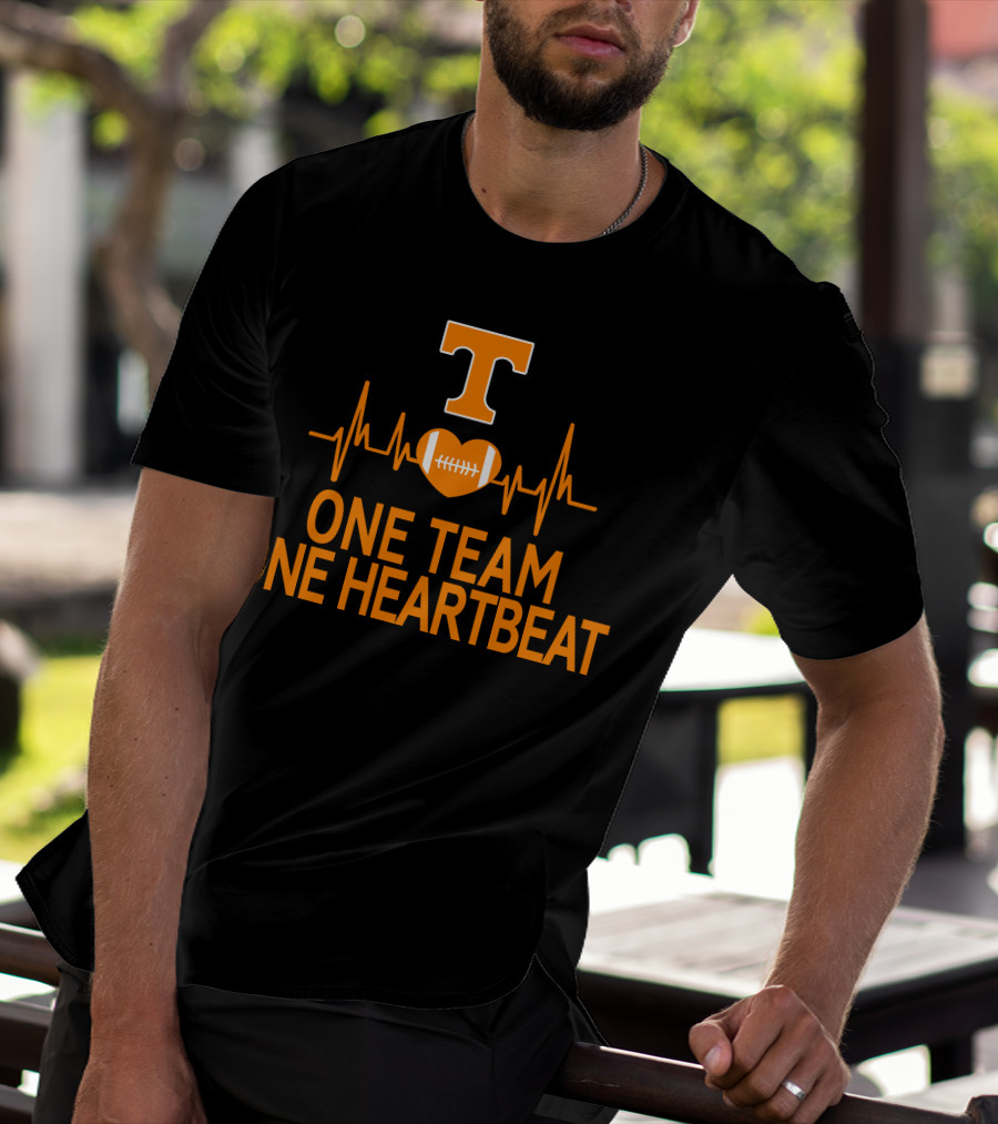 Tennessee Volunteers T Logo Heartbeat Football One Team One Heartbeat T-Shirt