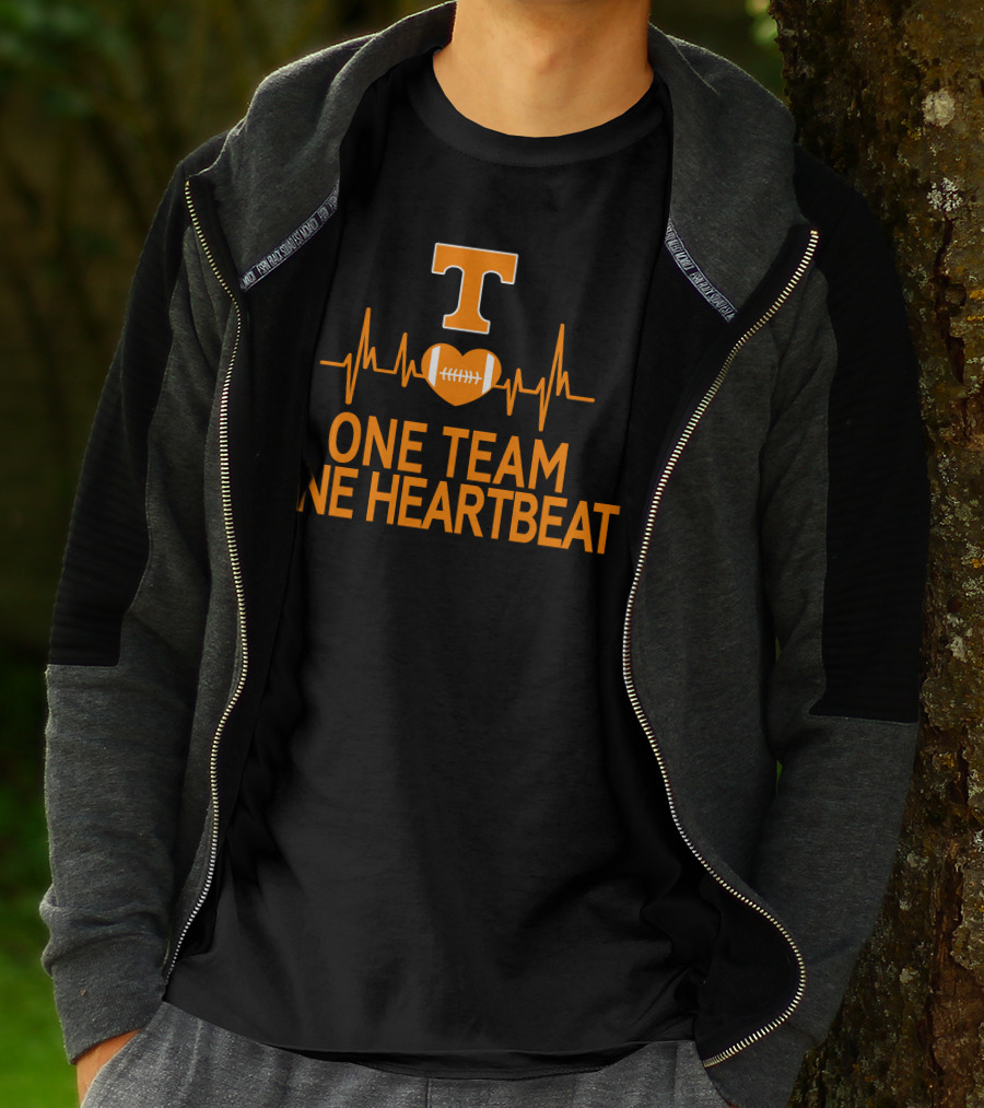 Tennessee Volunteers T Logo Heartbeat Football One Team One Heartbeat T-Shirt