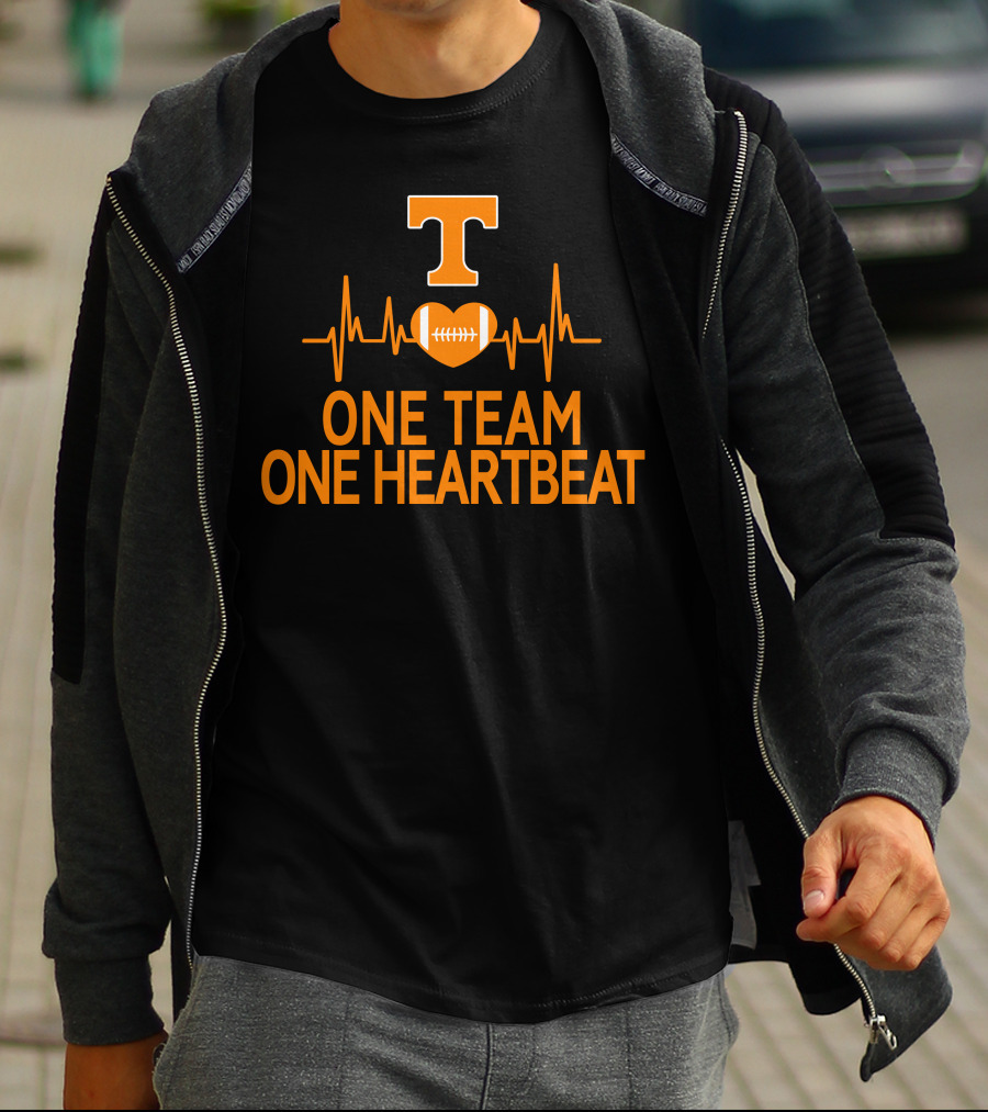 Tennessee Volunteers T Logo Heartbeat Football One Team One Heartbeat T-Shirt