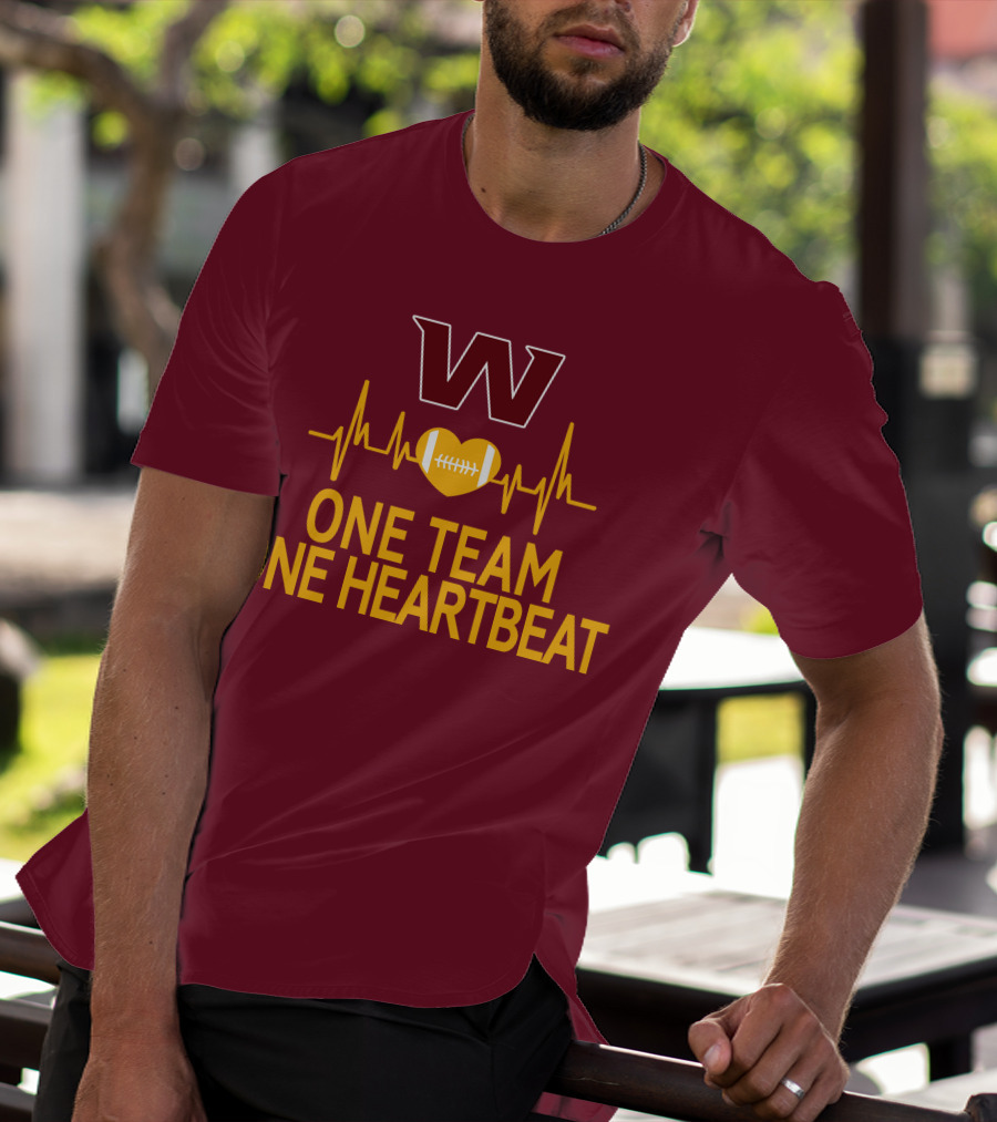 Washington Football Team W One Team One Heartbeat Football Heartbeat T-Shirt