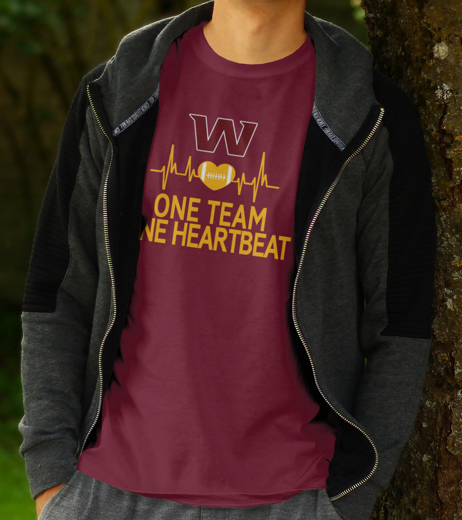Washington Football Team W One Team One Heartbeat Football Heartbeat T-Shirt