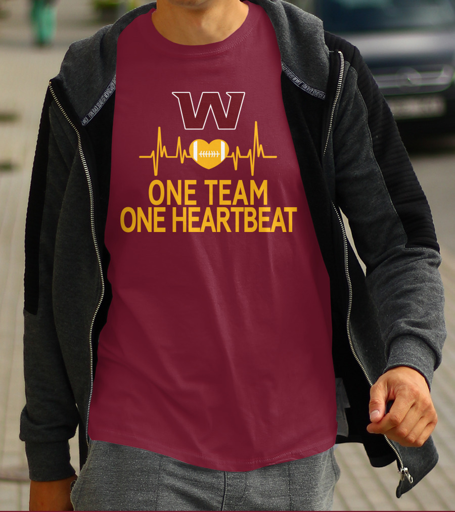 Washington Football Team W One Team One Heartbeat Football Heartbeat T-Shirt
