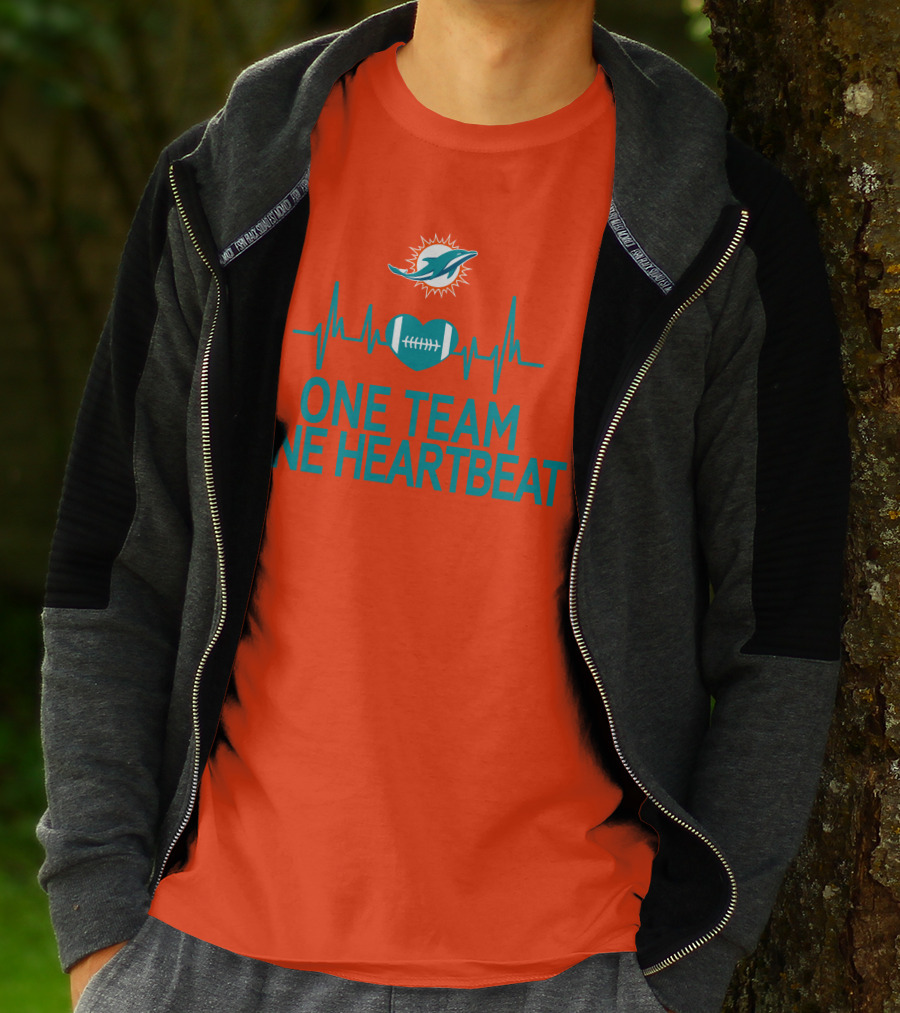 Miami Dolphins Heartbeat Football Team Unity T-Shirt
