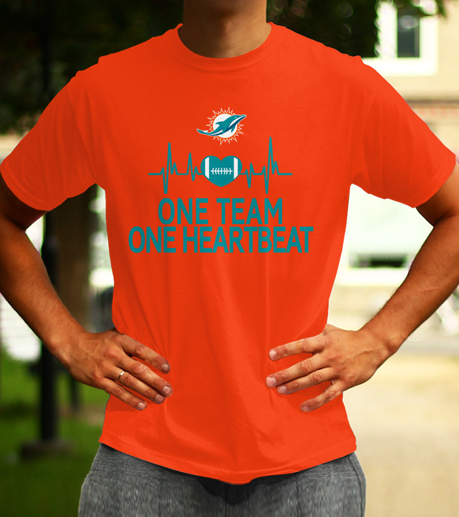 Miami Dolphins Heartbeat Football Team Unity T-Shirt