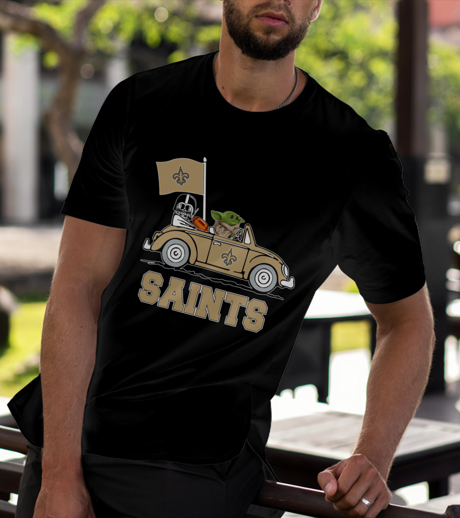 New Orleans Saints Darth Vader Baby Yoda Car Star Wars Driving T-Shirt