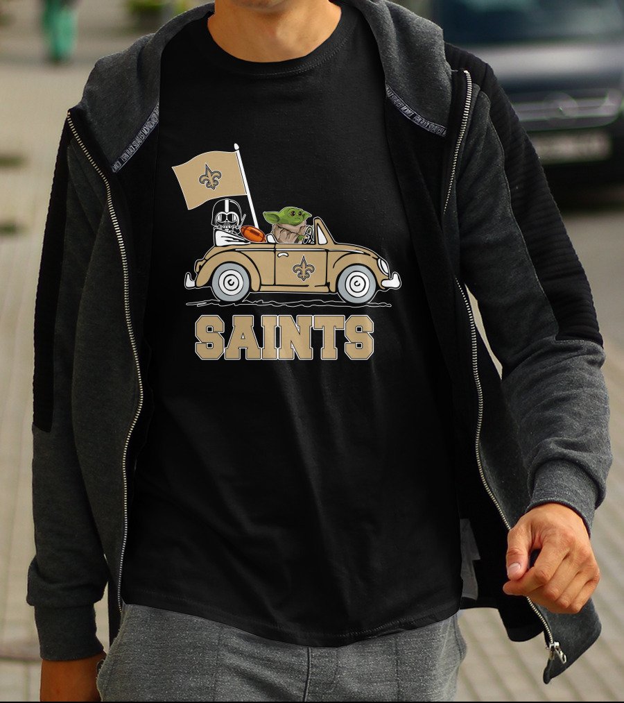 New Orleans Saints Darth Vader Baby Yoda Car Star Wars Driving T-Shirt