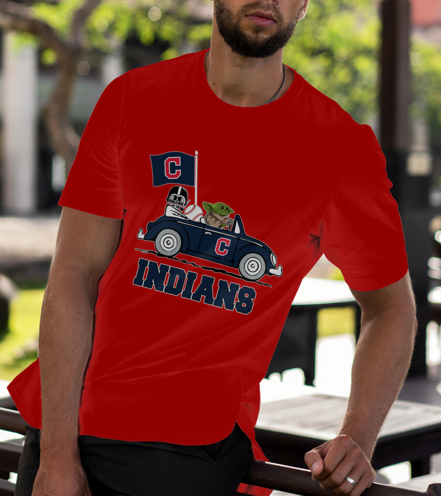 Cleveland Indians Baby Yoda Darth Vader Car Star Wars T-Shirt
