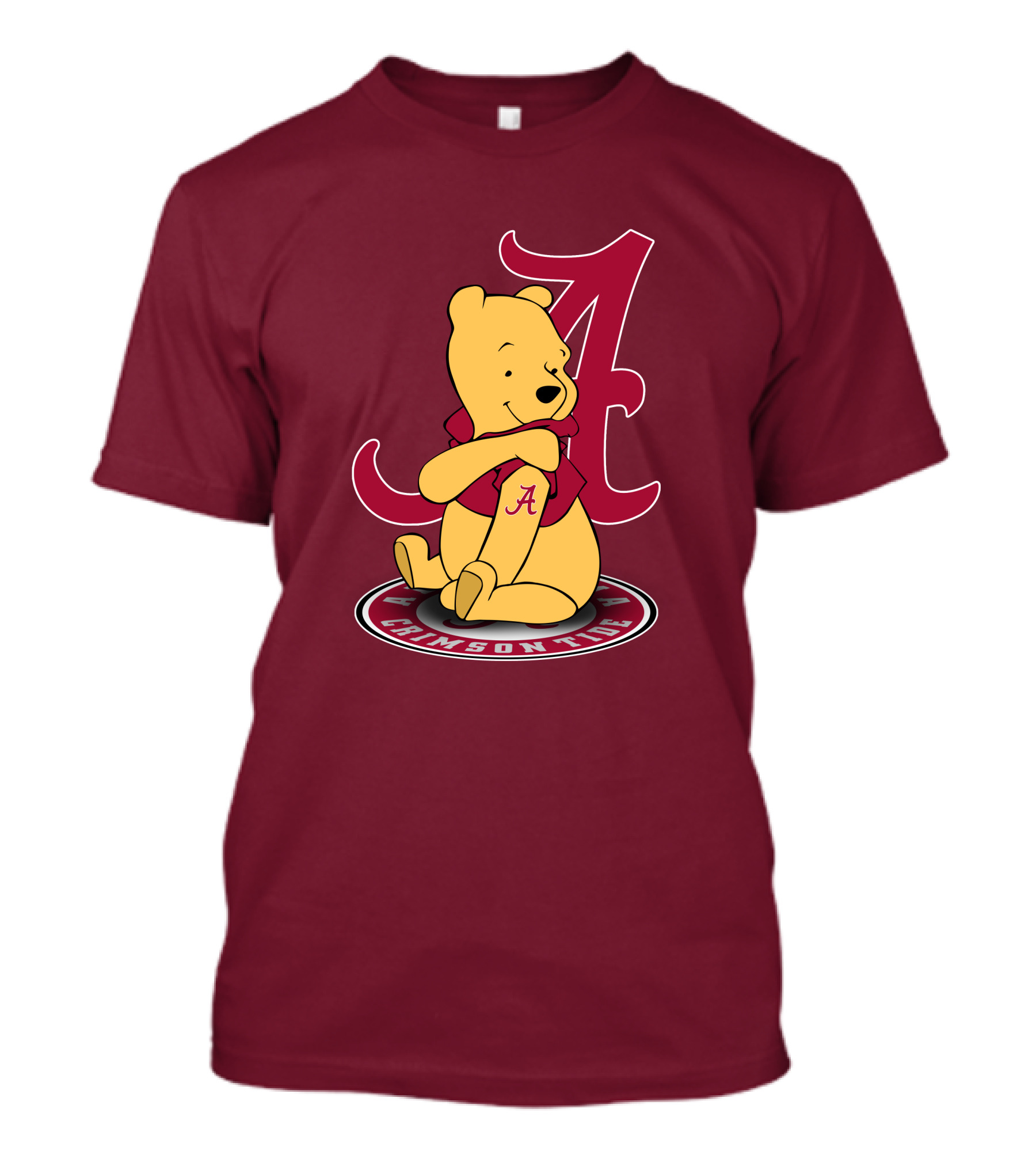 Alabama Crimson Tide Pooh Bear Sitting With Crimson T-Shirt