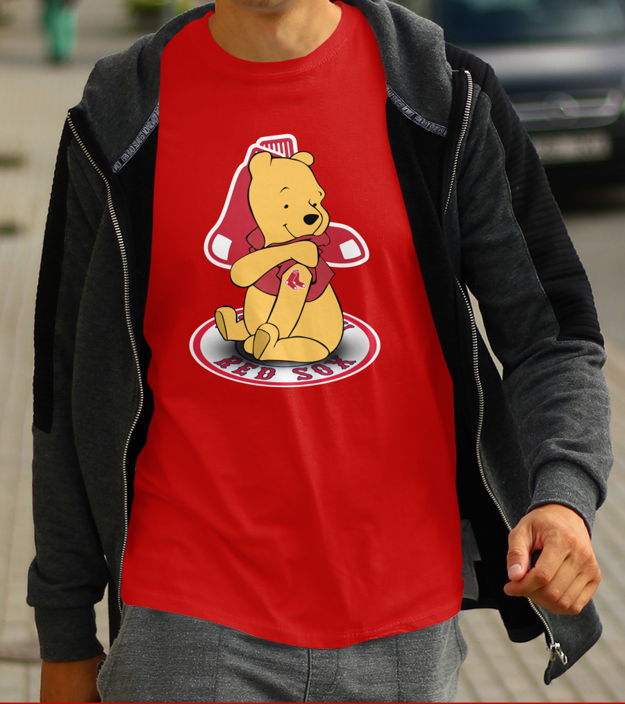 Boston Red Sox Winnie The Pooh Hugging Baseball T-Shirt