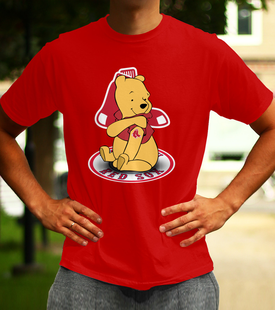 Boston Red Sox Winnie The Pooh Hugging Baseball T-Shirt