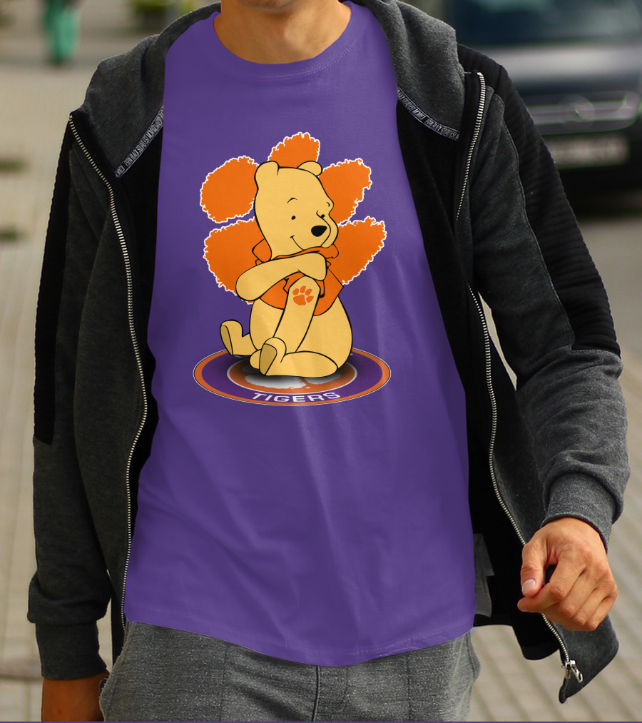 Clemson Tigers Winnie The Pooh Paw Prints T-Shirt
