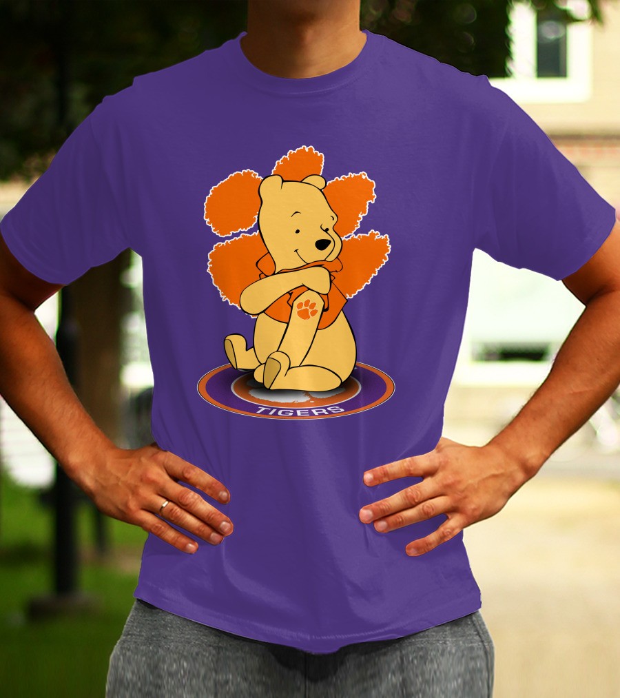 Clemson Tigers Winnie The Pooh Paw Prints T-Shirt