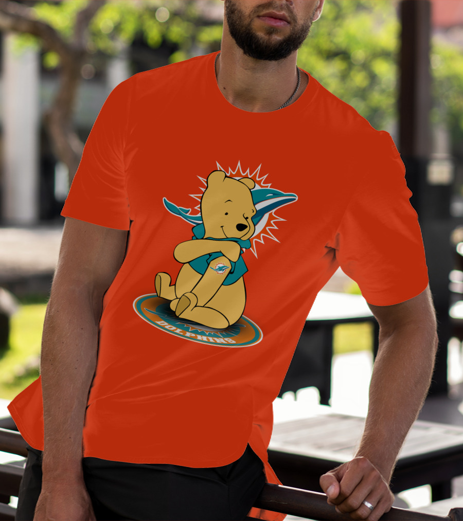 Miami Dolphins Winnie The Pooh NFL Football Crossover T-Shirt