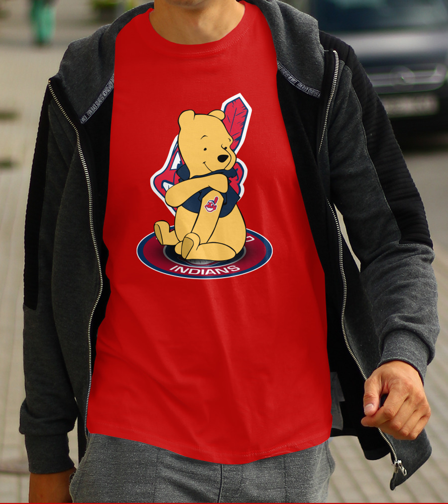 Winnie The Pooh Cleveland Indians Baseball Team Crossover T-Shirt