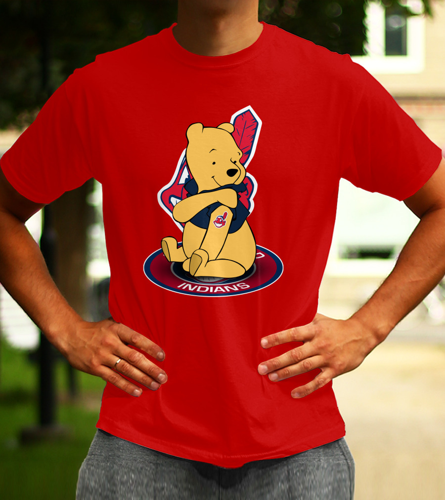 Winnie The Pooh Cleveland Indians Baseball Team Crossover T-Shirt