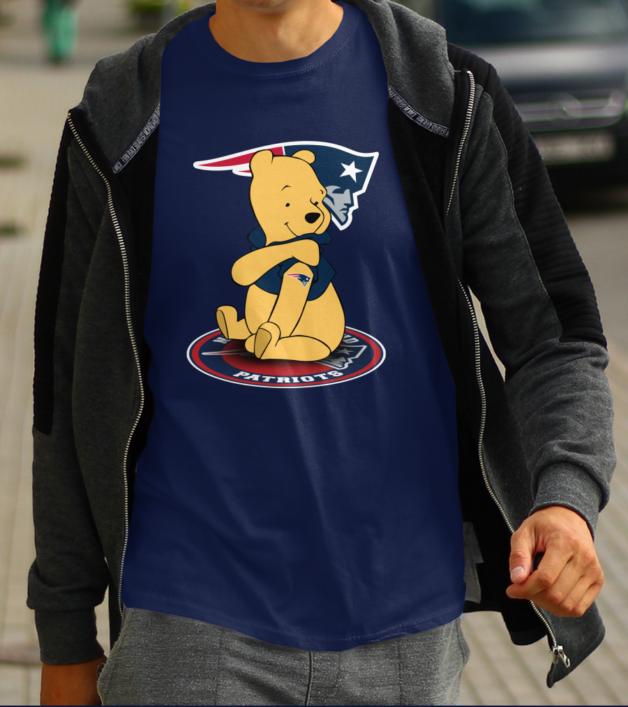 New England Patriots Winnie The Pooh Logo With Patriots Emblem T-Shirt