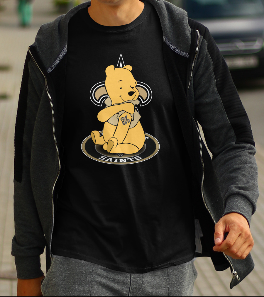New Orleans Saints Winnie The Pooh Fan Logo Fusion T-Shirt