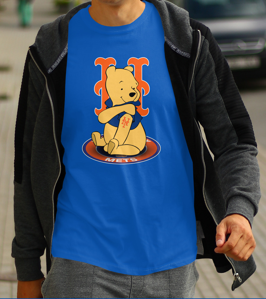 New York Mets Winnie The Pooh MLB Character Crossover T-Shirt