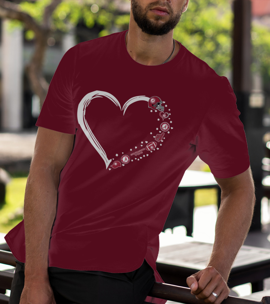 Alabama Crimson Tide Heart Design #1 Fan T-Shirt