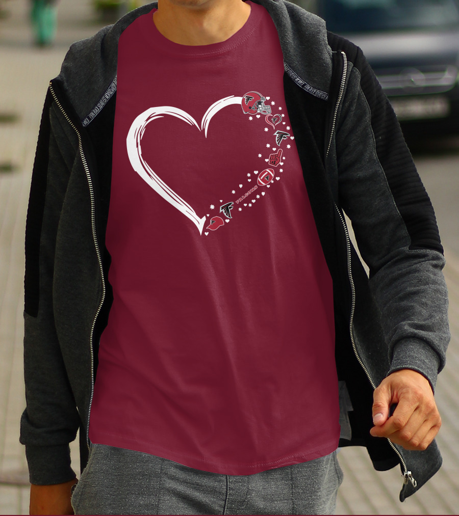 Atlanta Falcons Heart-Shaped Fan Love T-Shirt