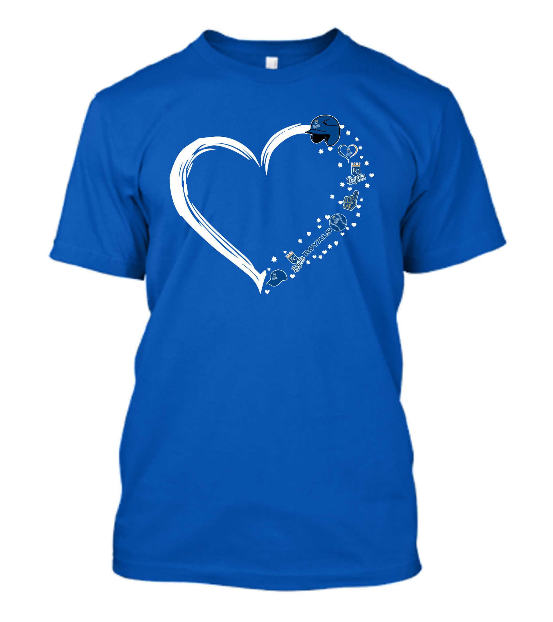 Kansas City Royals Heart Logo Fan Stars And Helmets T-Shirt