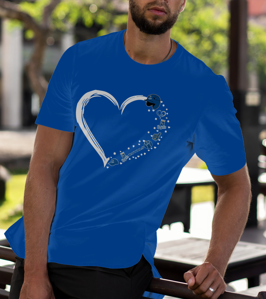 Kansas City Royals Heart Logo Fan Stars And Helmets T-Shirt