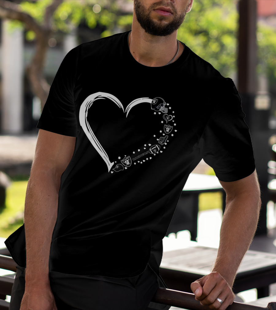Las Vegas Raiders Heart Logo And Helmet Fan T-Shirt