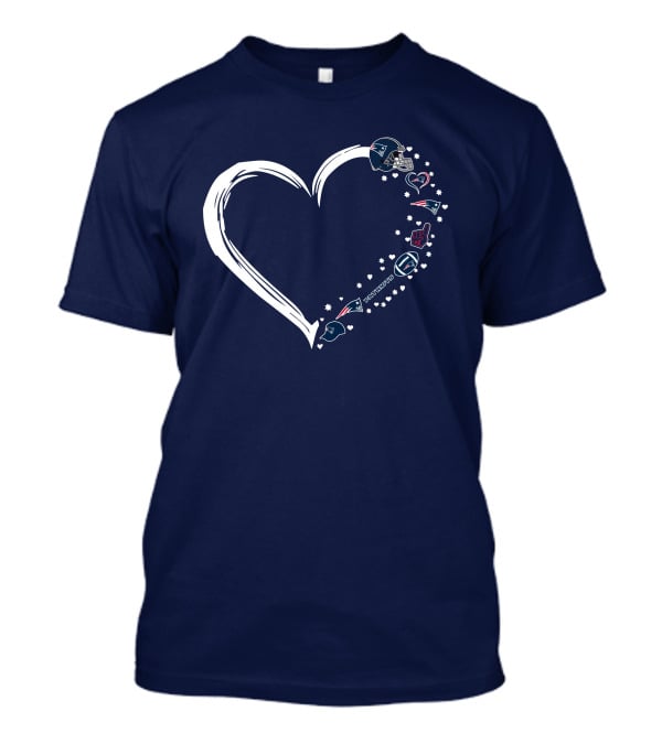New England Patriots Heart-Shaped Fan Symbols And Stars T-Shirt
