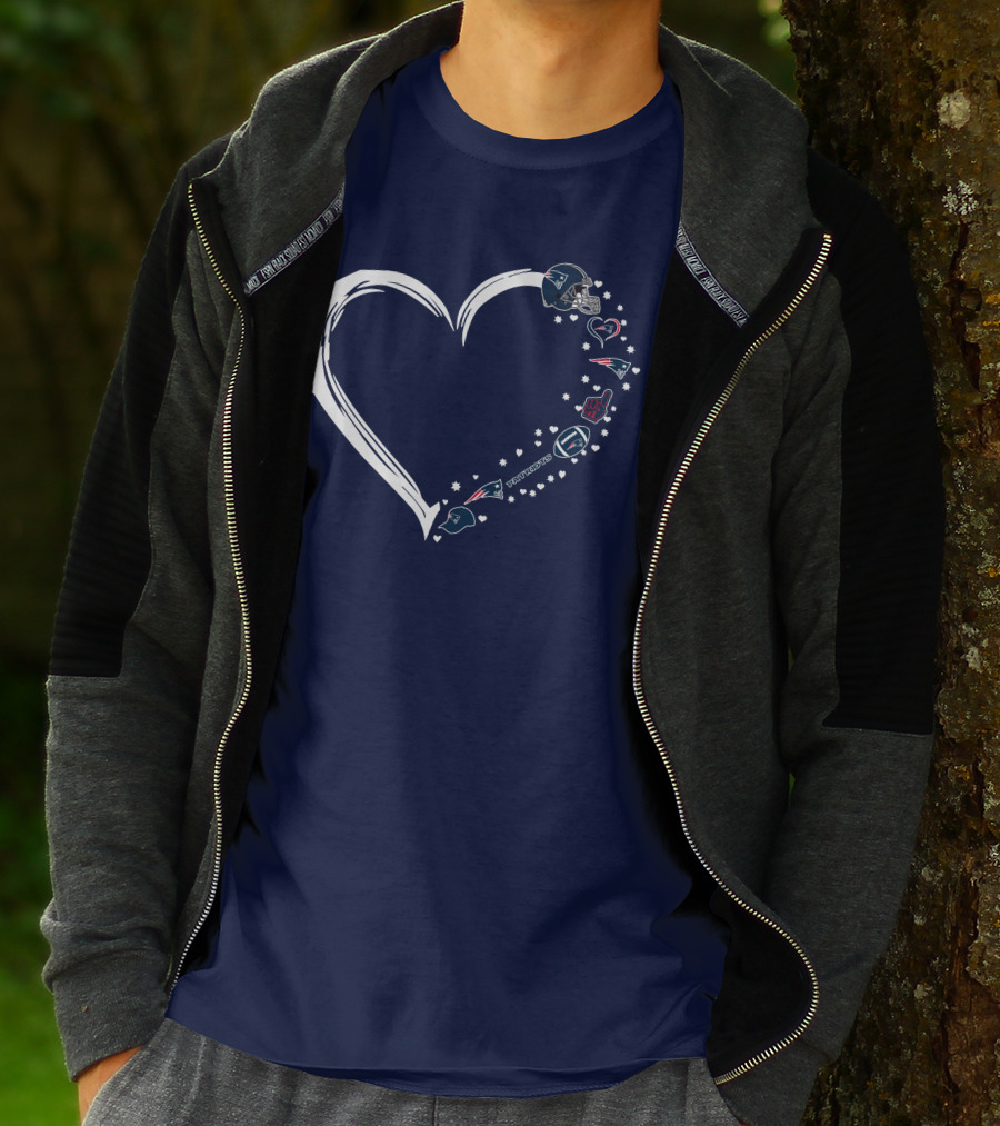New England Patriots Heart-Shaped Fan Symbols And Stars T-Shirt