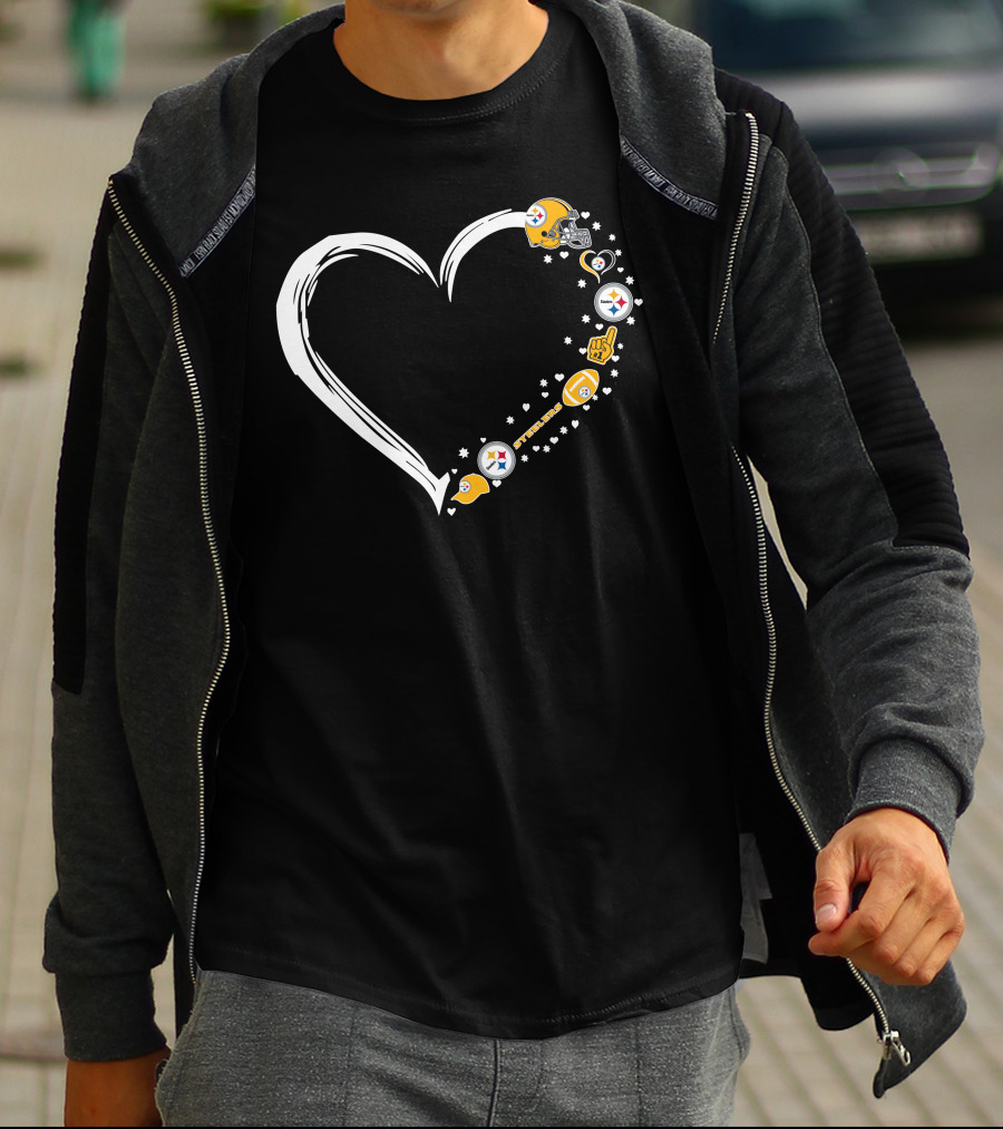 Pittsburgh Steelers Heart Helmet Foam Finger Stars Fan Art #1 Fan T-Shirt