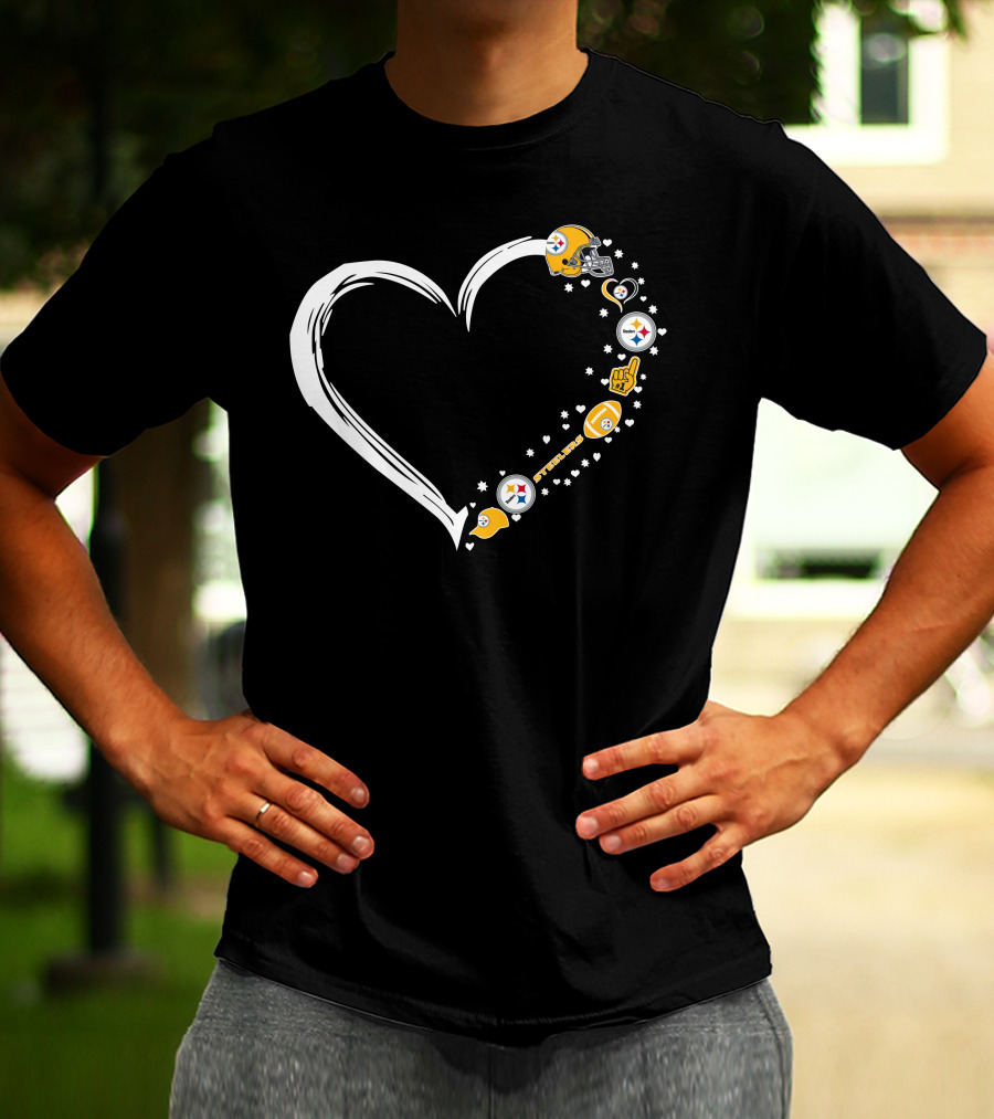 Pittsburgh Steelers Heart Helmet Foam Finger Stars Fan Art #1 Fan T-Shirt