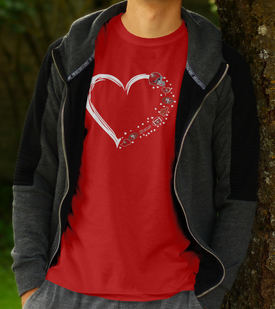 San Francisco 49ers Heart Design With Helmet T-Shirt