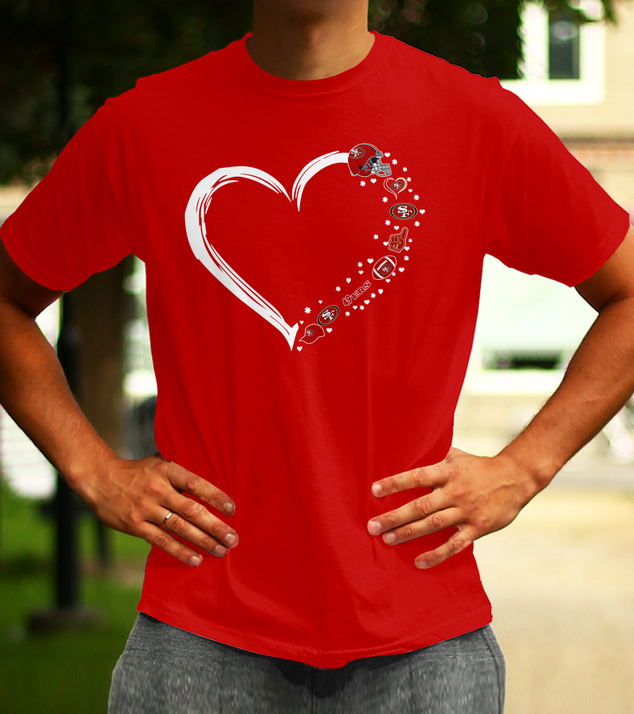 San Francisco 49ers Heart Design With Helmet T-Shirt