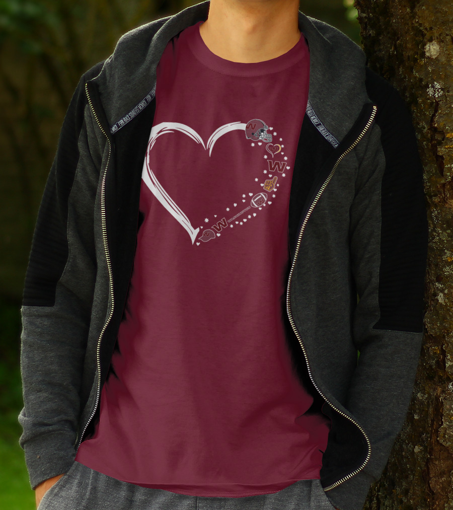 Washington Football Team Heart Helmet Fan W Love #1 T-Shirt