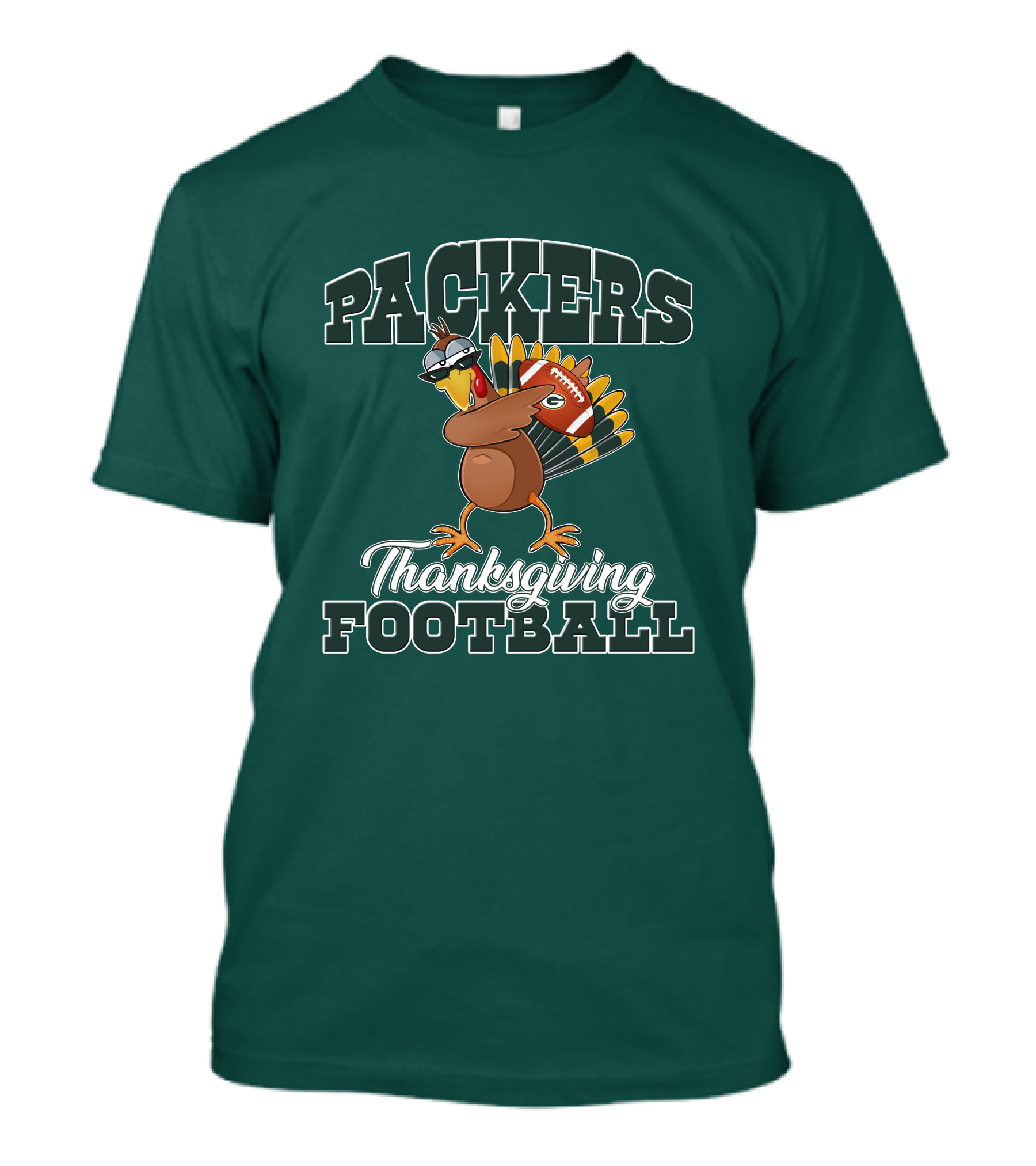 Packers Thanksgiving Football Turkey With Sunglasses T-Shirt